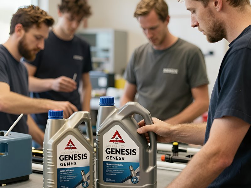 Процесс замены моторного масла Genesis в сервисном центре Lukoil-Genesis для обеспечения надежной работы двигателя